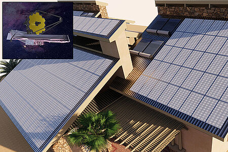 Roofing pie: ceramics, solar panels, modern thermal insulation. The same technologies as in James Webb Space Telescope