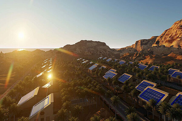 In the deserts of North Africa, the ecovillage will be completely energy independent