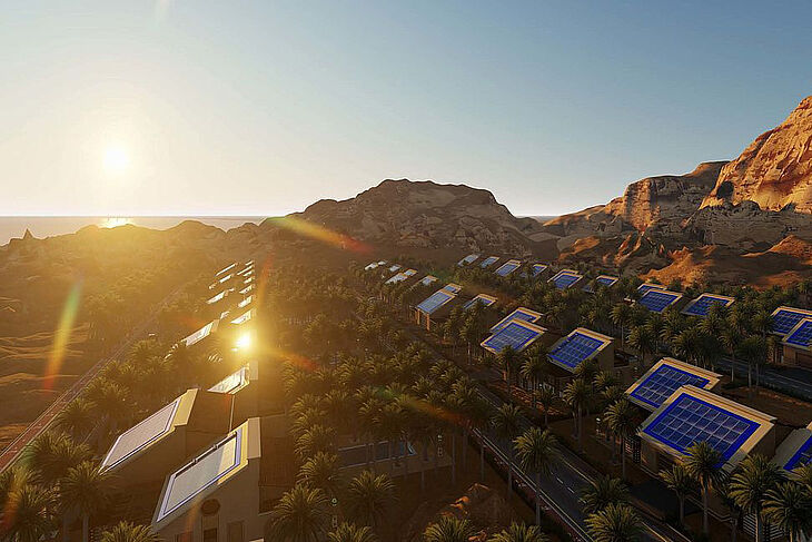 In the deserts of North Africa, the ecovillage will be completely energy independent